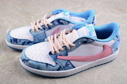 Air Jordan 1 Low SE Canvas Denim Pink Blue Sneakers
