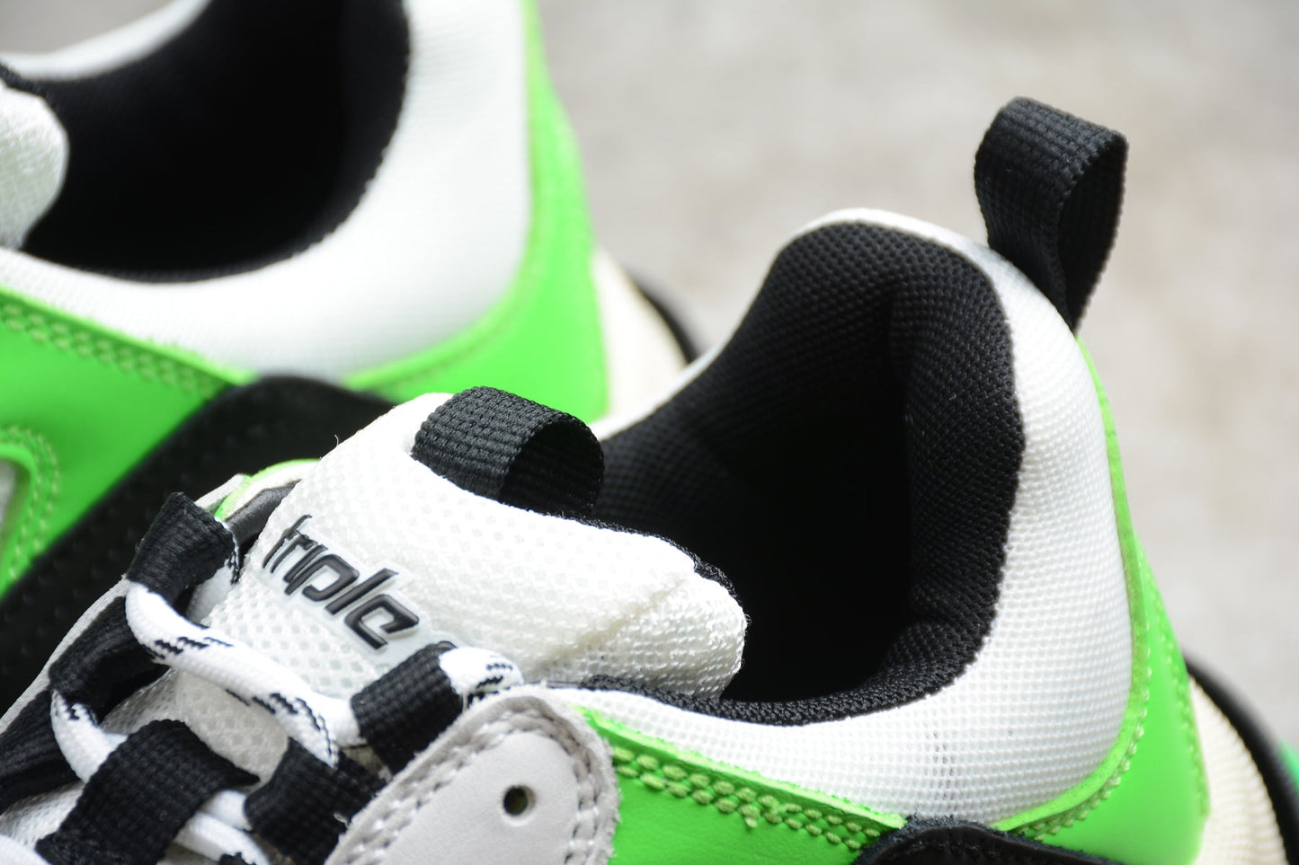 Men's White & Neon Green Chunky Sneakers