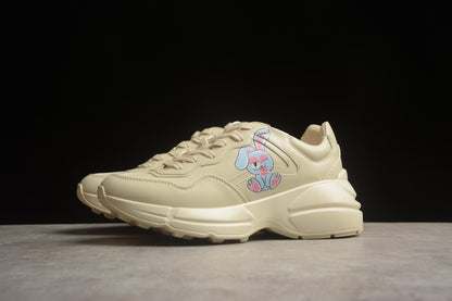 Gucci Rhyton Vintage Ecru Leather Sneakers