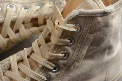 Balenciaga Paris Distressed High Canvas Cream Sneakers