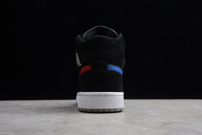 Nike Air Jordan 1 Mid Multicolor Swoosh Black Sneakers