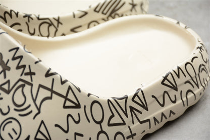 Adidas Yeezy Slide Bone White Black Graffiti Sandals