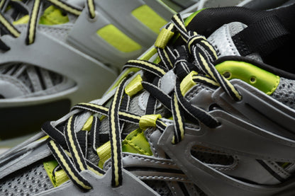 Men's Silver & Lime Green Track Sneakers