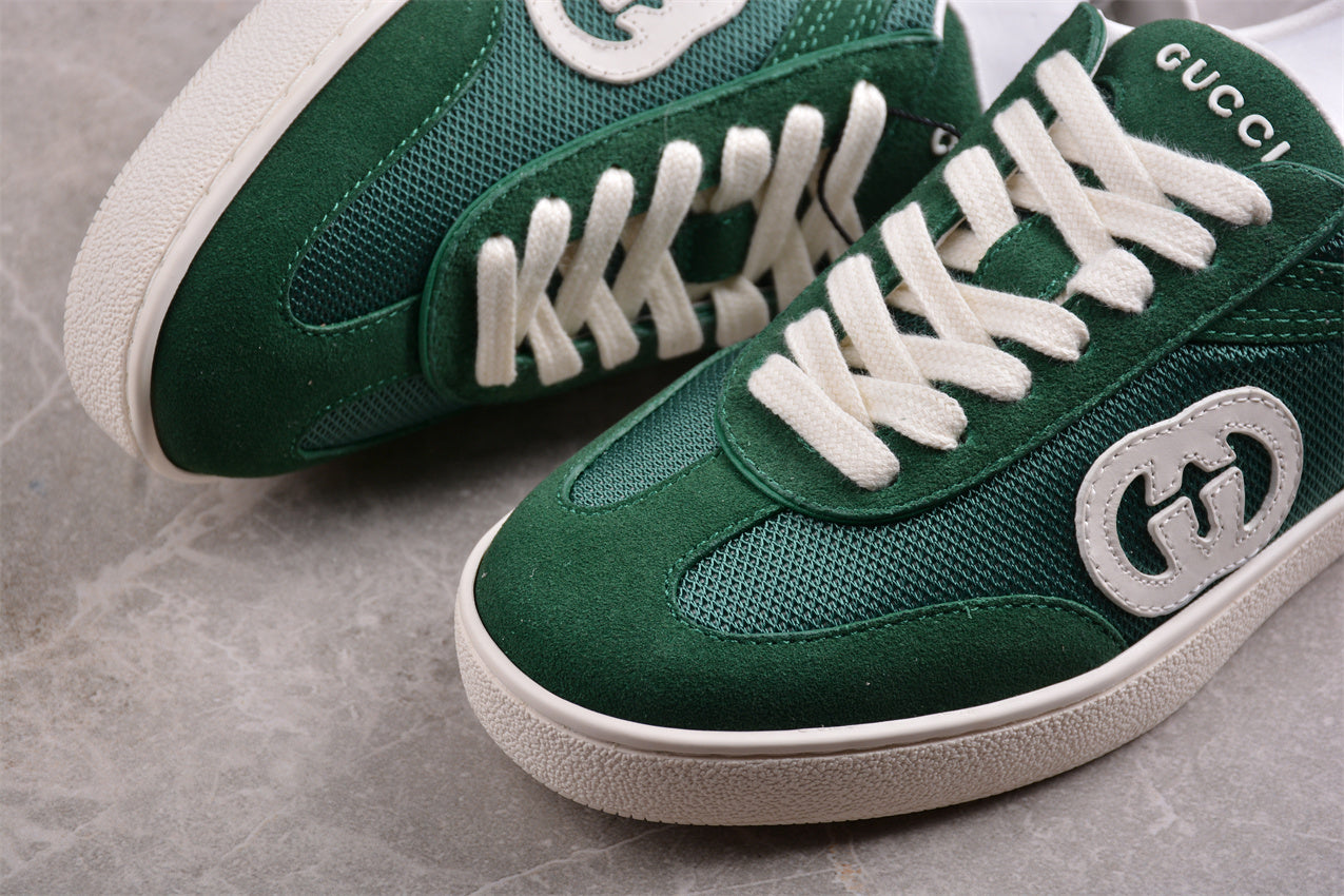 Gucci Interlocking G Green Suede Low Top Sneakers