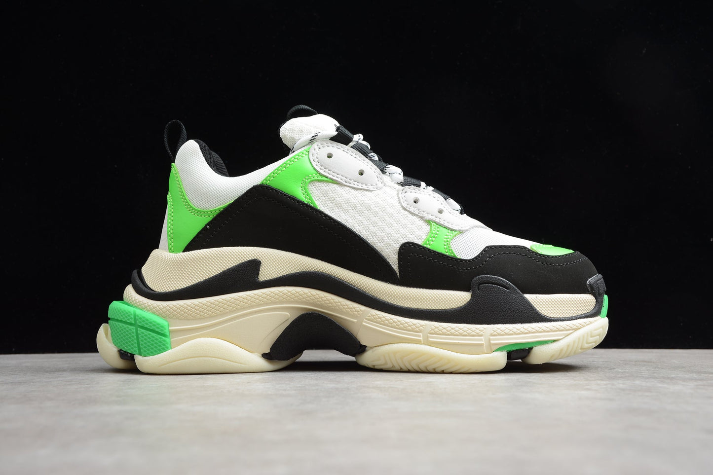 Men's White & Neon Green Chunky Sneakers