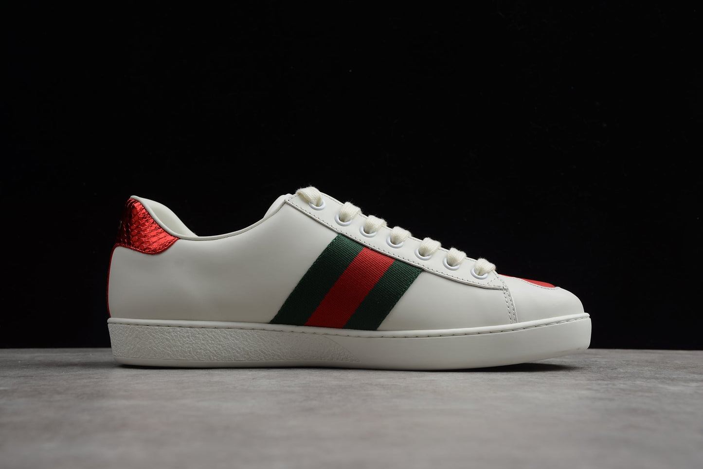 Gucci Ace Heart Stripe Leather Sneakers White