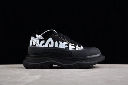 Alexander McQueen Tread Slick Graffiti Black Canvas Sneakers