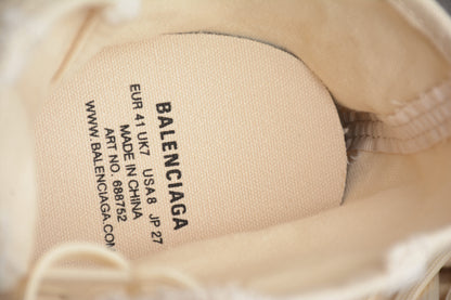 Balenciaga Paris Distressed High Canvas Cream Sneakers