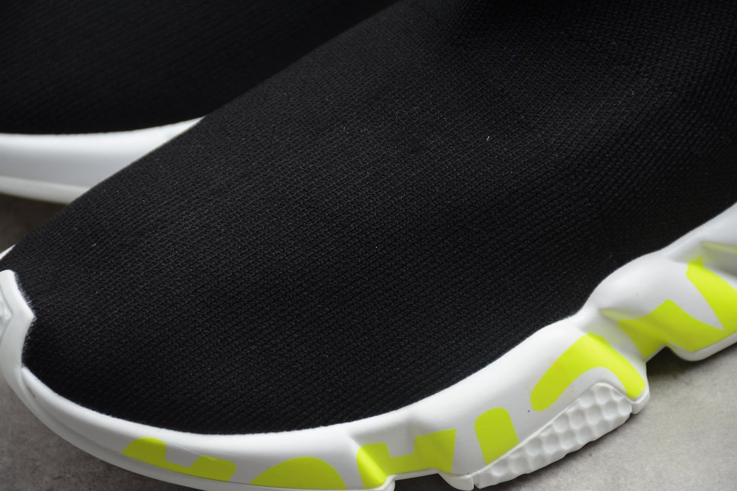 Black & Fluo Green Speed Knit Sneakers