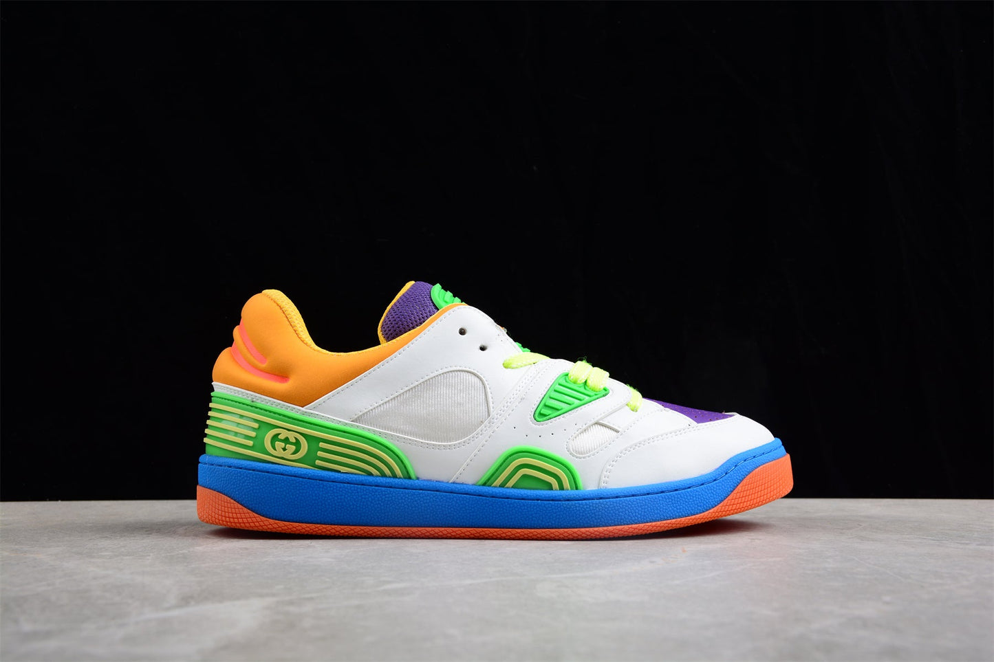 Gucci Basket Low White Blue Leather Sneakers