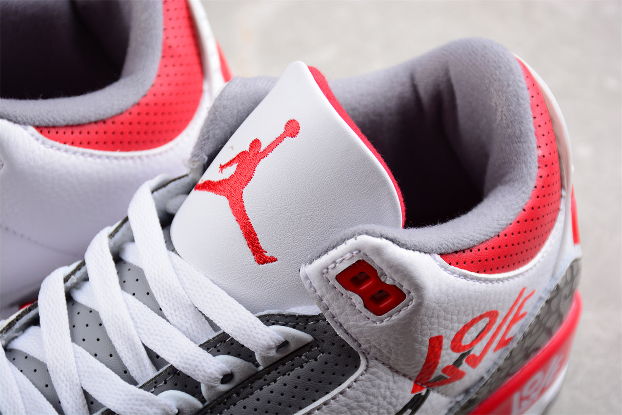 Air Jordan 3 OG Fire Red DIY "Love Basketball" Shoes