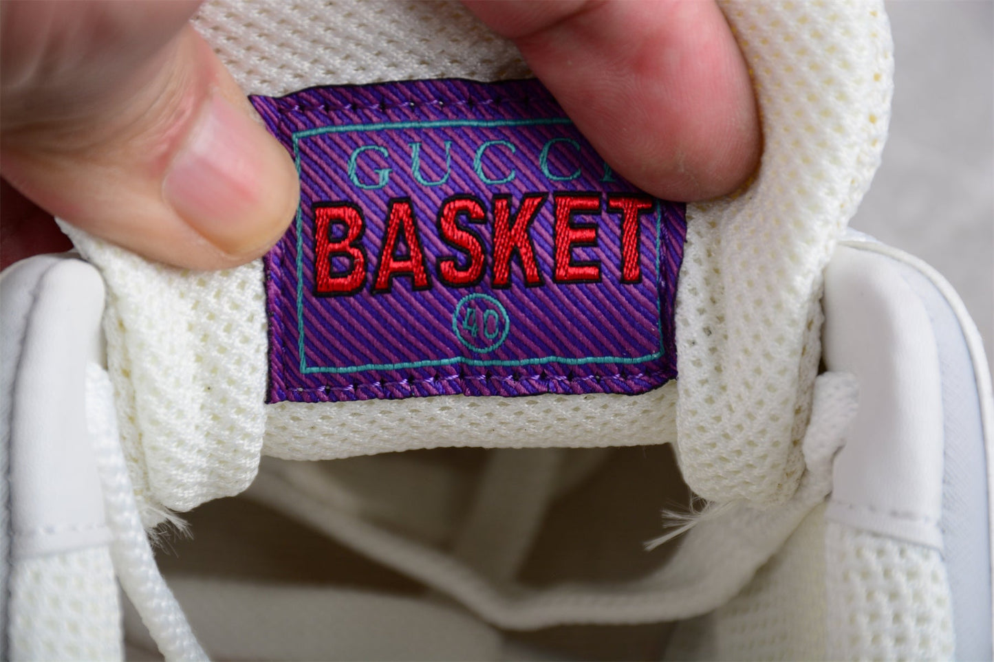 Gucci Basket Low White Blue Leather Sneakers