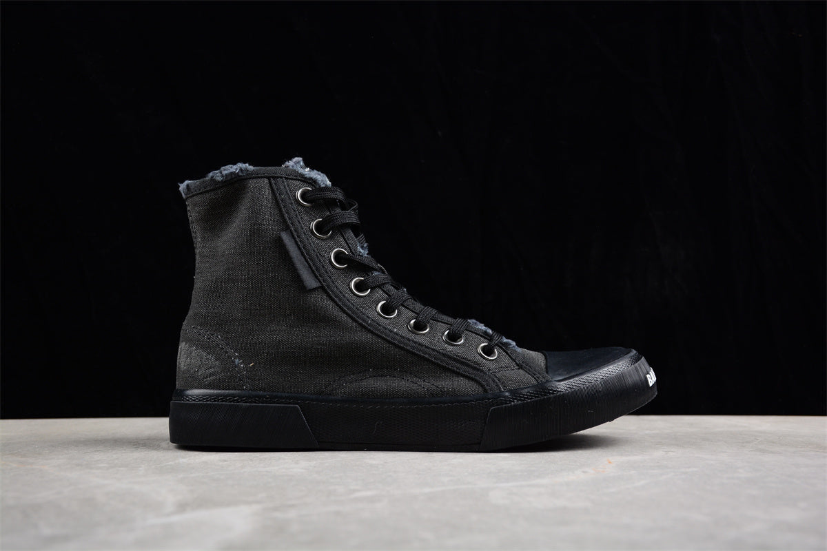 Balenciaga Paris High Destroyed Triple Black Sneakers