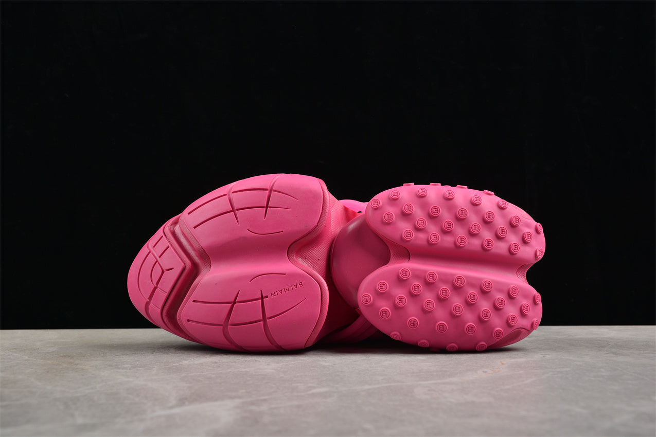 Balmain Unicorn Trainers in Neoprene and Leather Rose