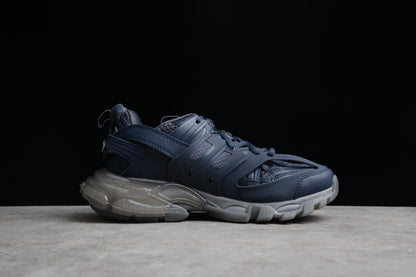 Men's Navy Blue Track Clear Sole Sneakers