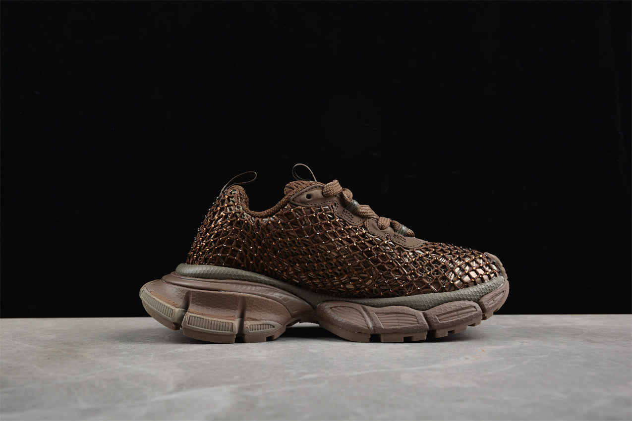 Balenciaga 3XL Fishnet Brown Sneakers