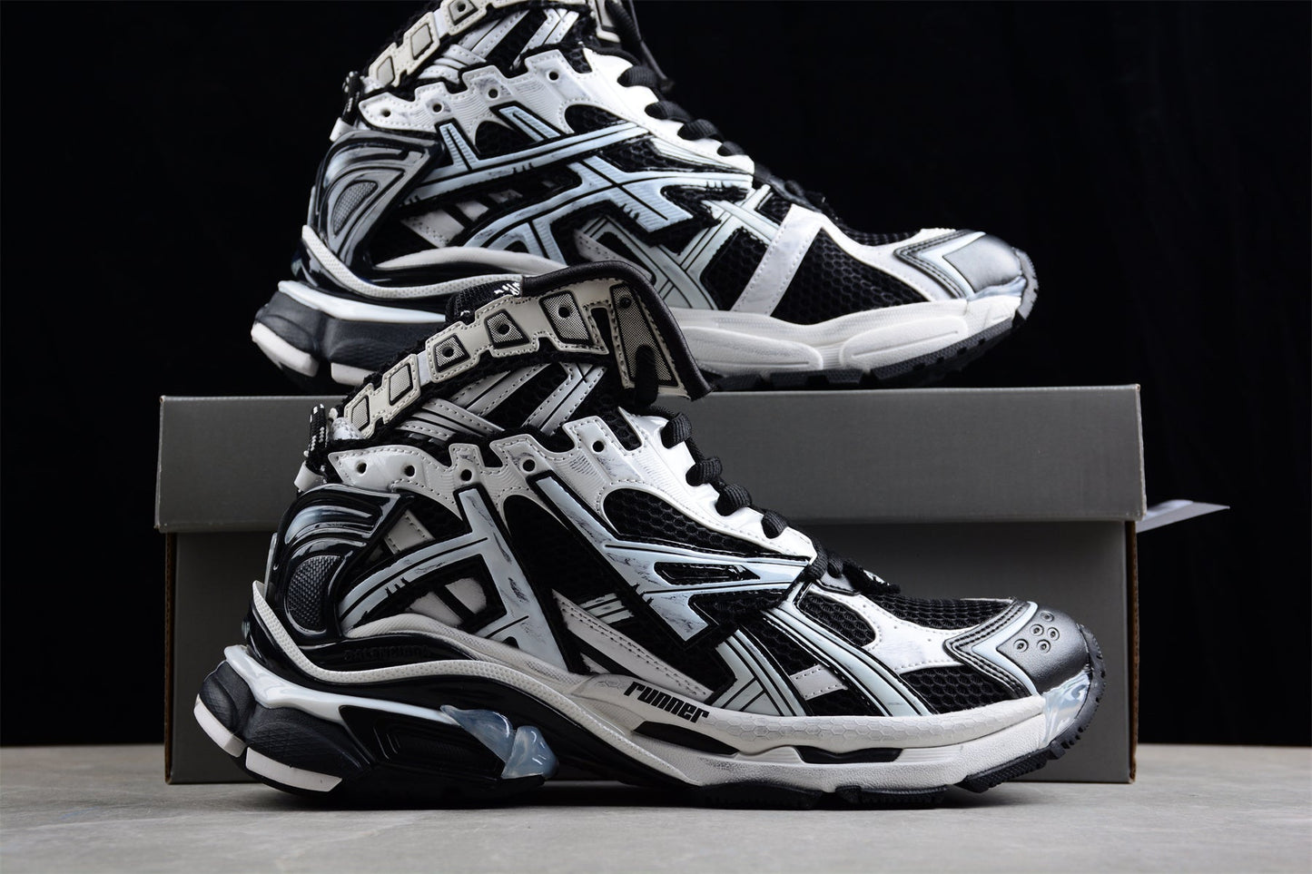 Balenciaga Runner Hightop Black White Sneakers