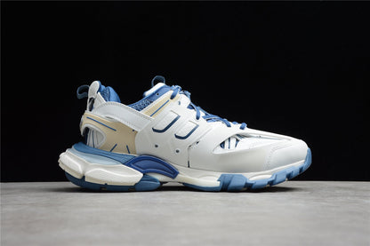 Men's White & Blue Track Lifestyle Sneakers