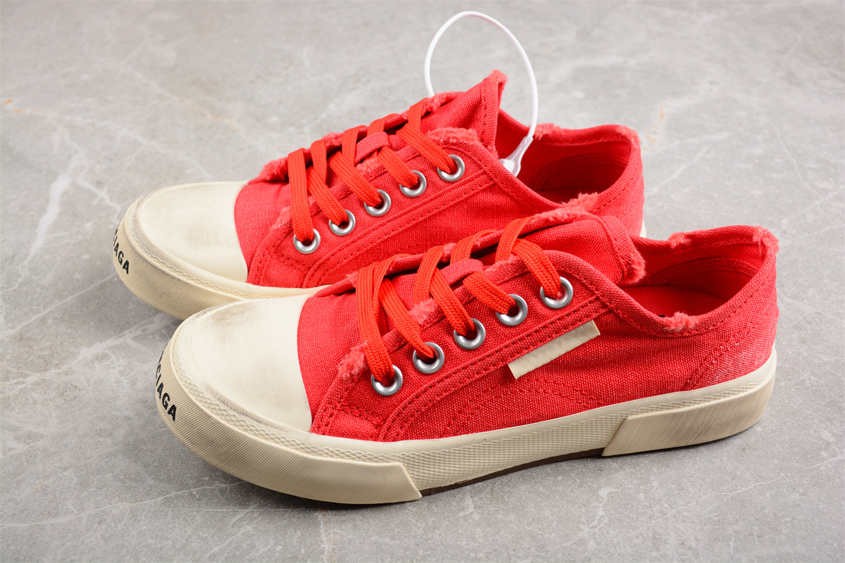 Balenciaga Paris Low Top Canvas Red Sneakers