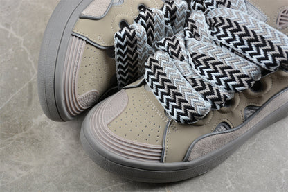 Lanvin Curb Grey Suede Leather Sneakers