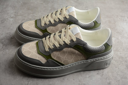 Gucci GG Supreme Canvas Platform Sneakers Grey Green
