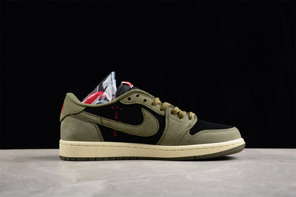 Travis Scott x Air Jordan 1 Low OG Dark Olive Sneakers