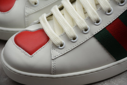 Gucci Ace Heart Stripe Leather Sneakers White