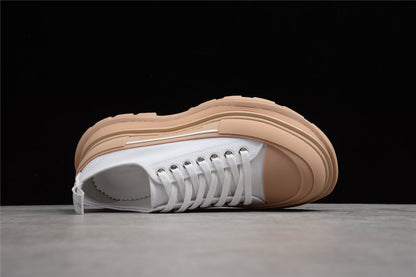 Alexander McQueen Tread Slick White Tan Canvas Sneakers