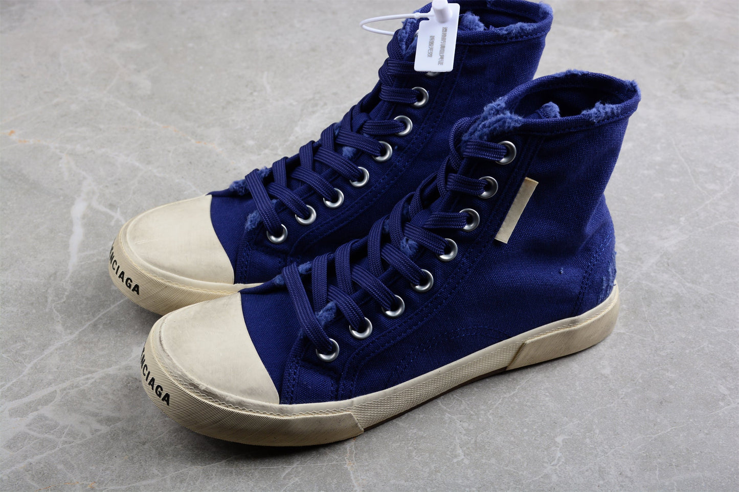 Balenciaga Paris High Top Canvas Blue Sneakers