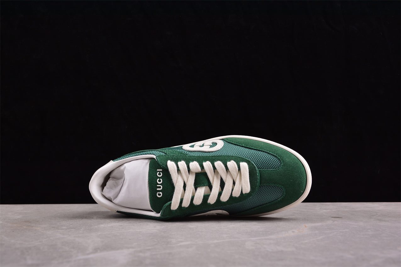 Gucci Interlocking G Green Suede Low Top Sneakers