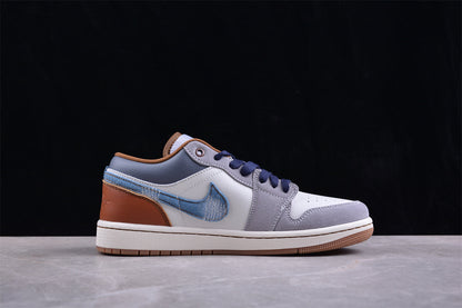 Air Jordan 1 Low SE Phantom Repaired Denim Sneakers