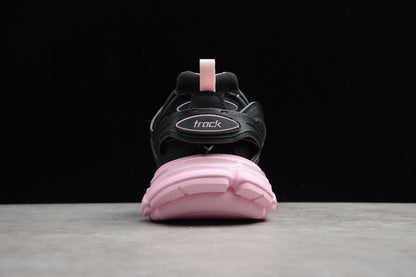Women's Black & Pink Track Lifestyle Sneakers