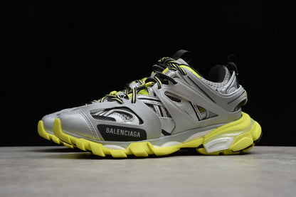 Men's Silver & Lime Green Track Sneakers