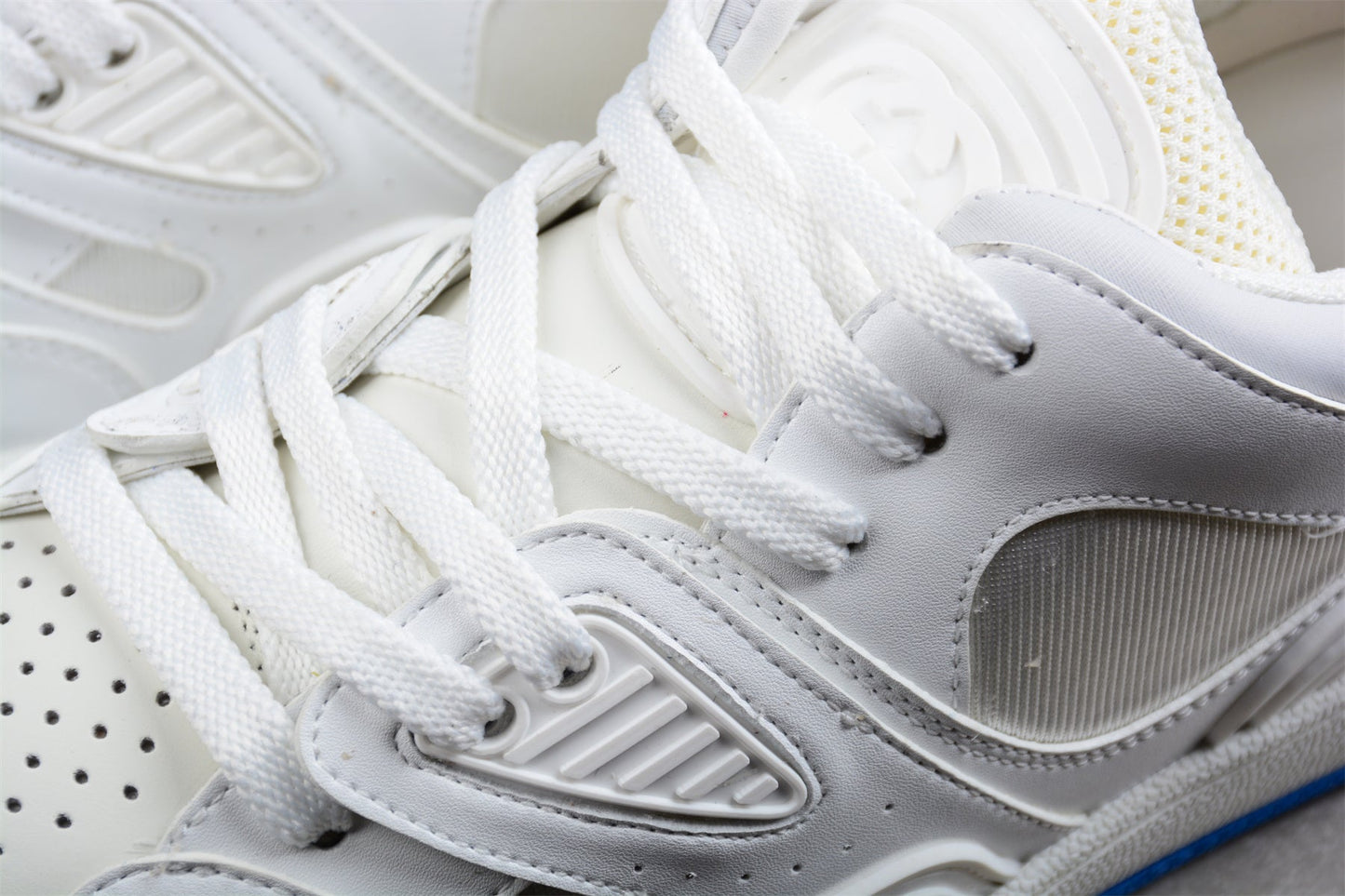 Gucci Basket Low White Blue Leather Sneakers
