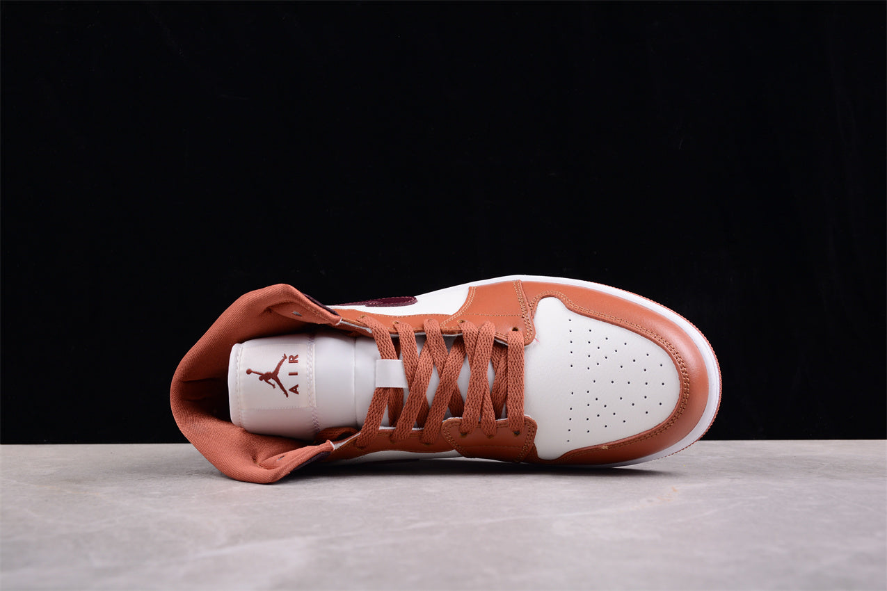 Nike Air Jordan 1 Mid "Dusty Peach Sail White Night Maroon"