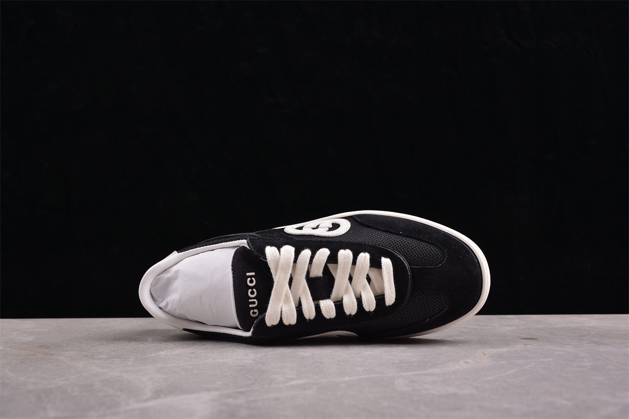 Gucci Interlocking G Black Suede Low Top Sneakers
