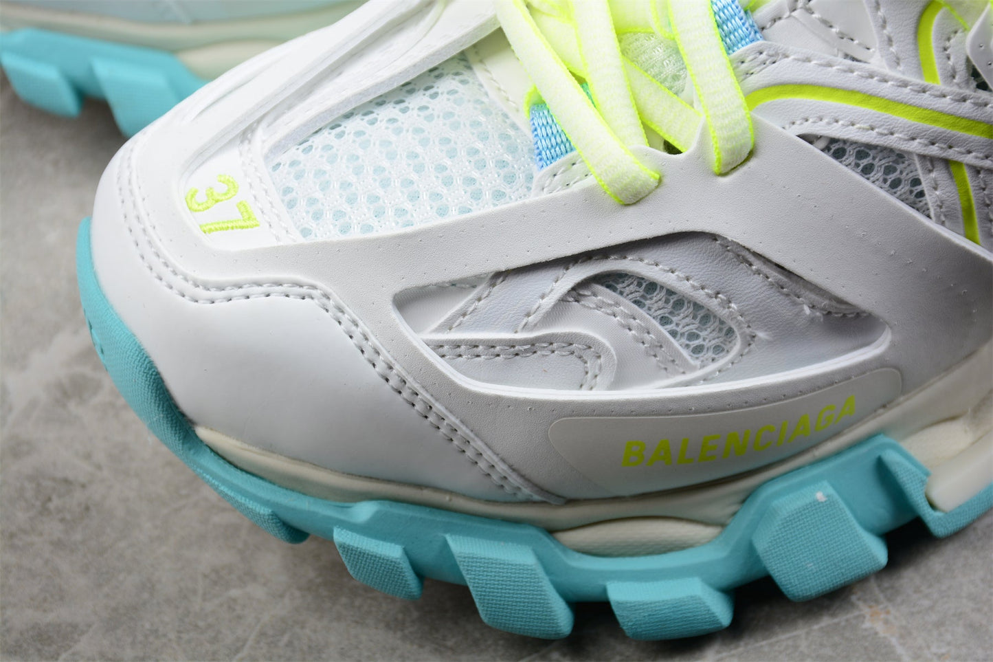 Balenciaga Track White Fluorescent Yellow Turquoise Sneakers