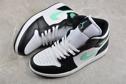 Nike Air Jordan 1 Mid Green Glow White Black Sneakers