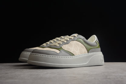 Gucci GG Supreme Canvas Platform Sneakers Grey Green
