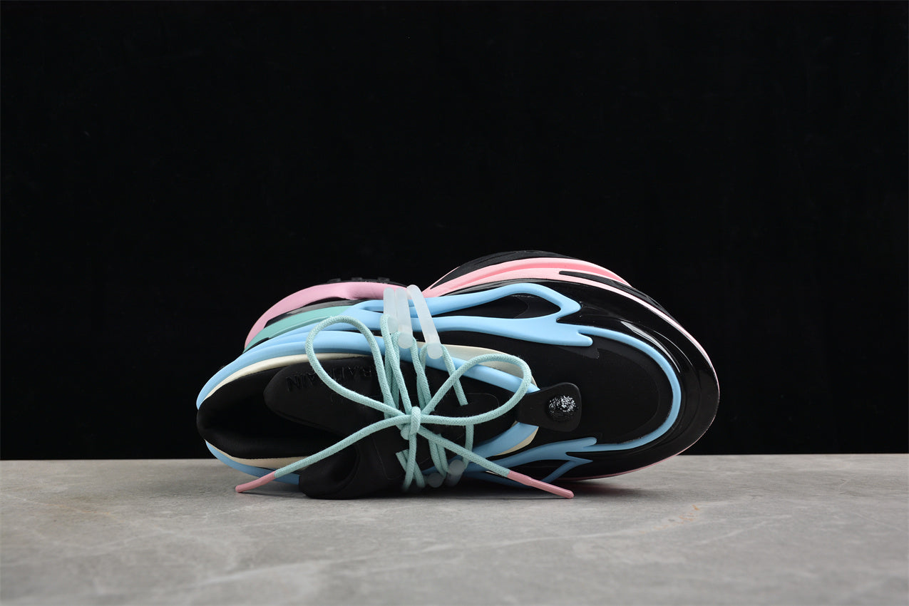 Balmain Unicorn Sneakers Black Sky Blue – Neoprene and Leather