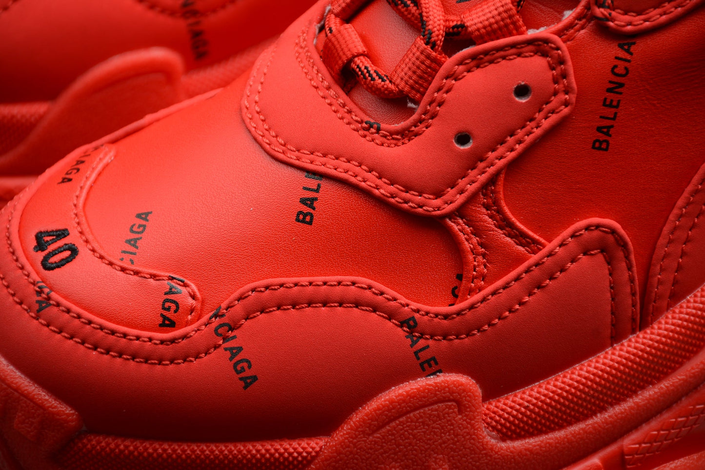 Balenciaga Triple S Allover Logo Red Sneakers
