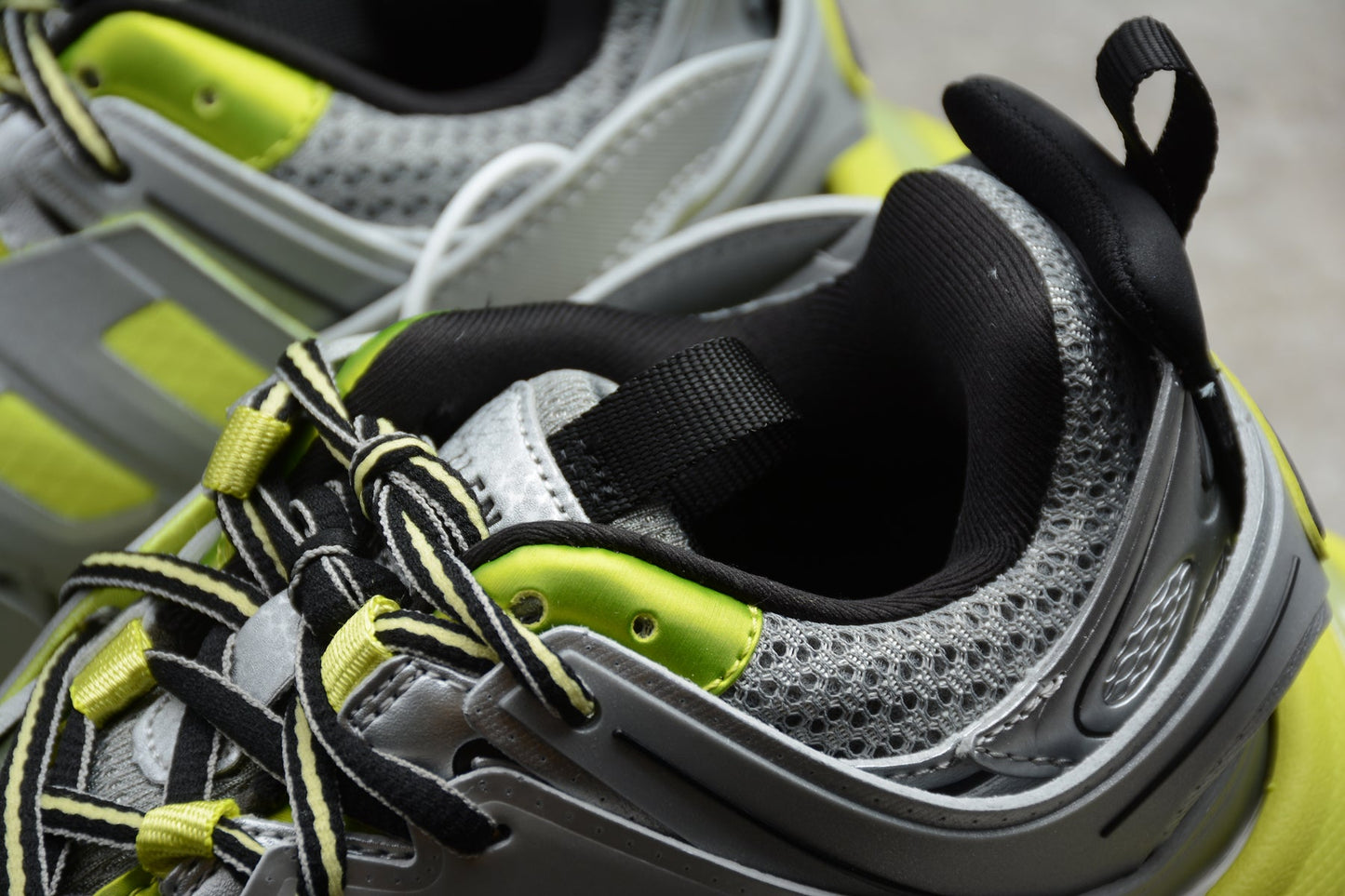 Men's Silver & Lime Green Track Sneakers