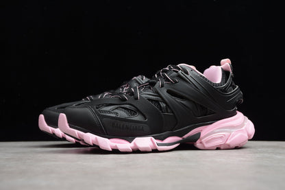 Women's Black & Pink Track Lifestyle Sneakers