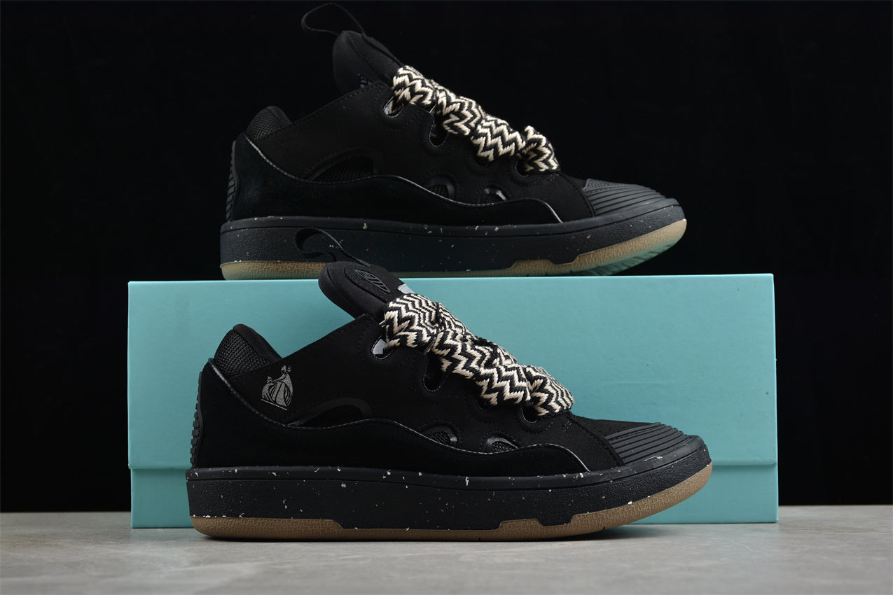 Lanvin Leather Curb Sneaker Black