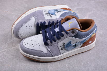 Air Jordan 1 Low SE Phantom Repaired Denim Sneakers