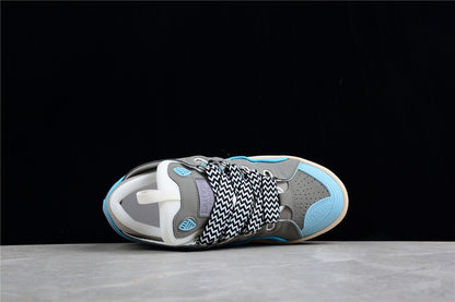 Lanvin Curb Grey Blue Leather Sneakers