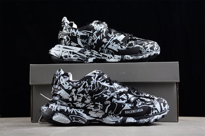 Balenciaga Track Graffiti Black White Sneakers