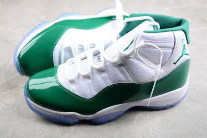 Air Jordan 11 Retro White and Green Sneakers