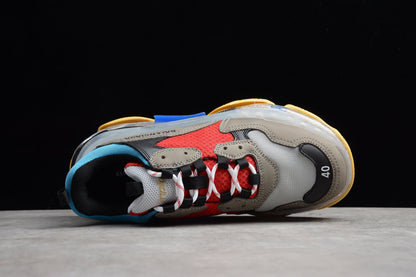 Balenciaga Triple S Grey Red Blue Clear Sole Sneakers