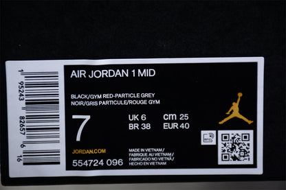 Nike Air Jordan 1 Mid Shadow Red Black Particle Grey Sneakers